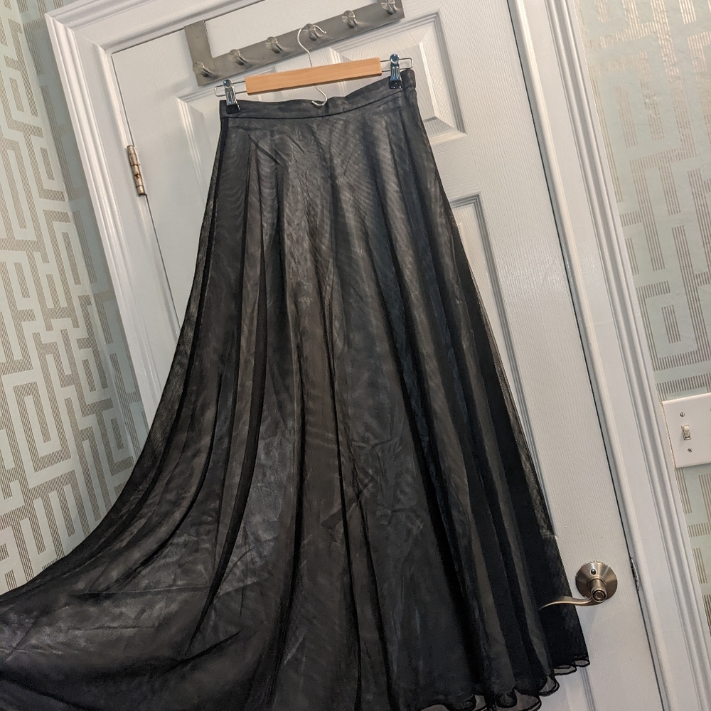 Black and Silver Mesh Formal Prom Skirt Gothic Costume